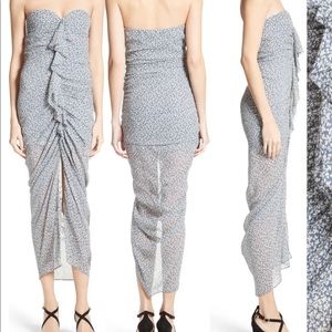 Veronica Beard Print Silk Strapless Dress NWT